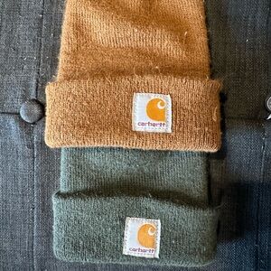 Carhartt Warm Knit Beanie Duo in Tan and Green